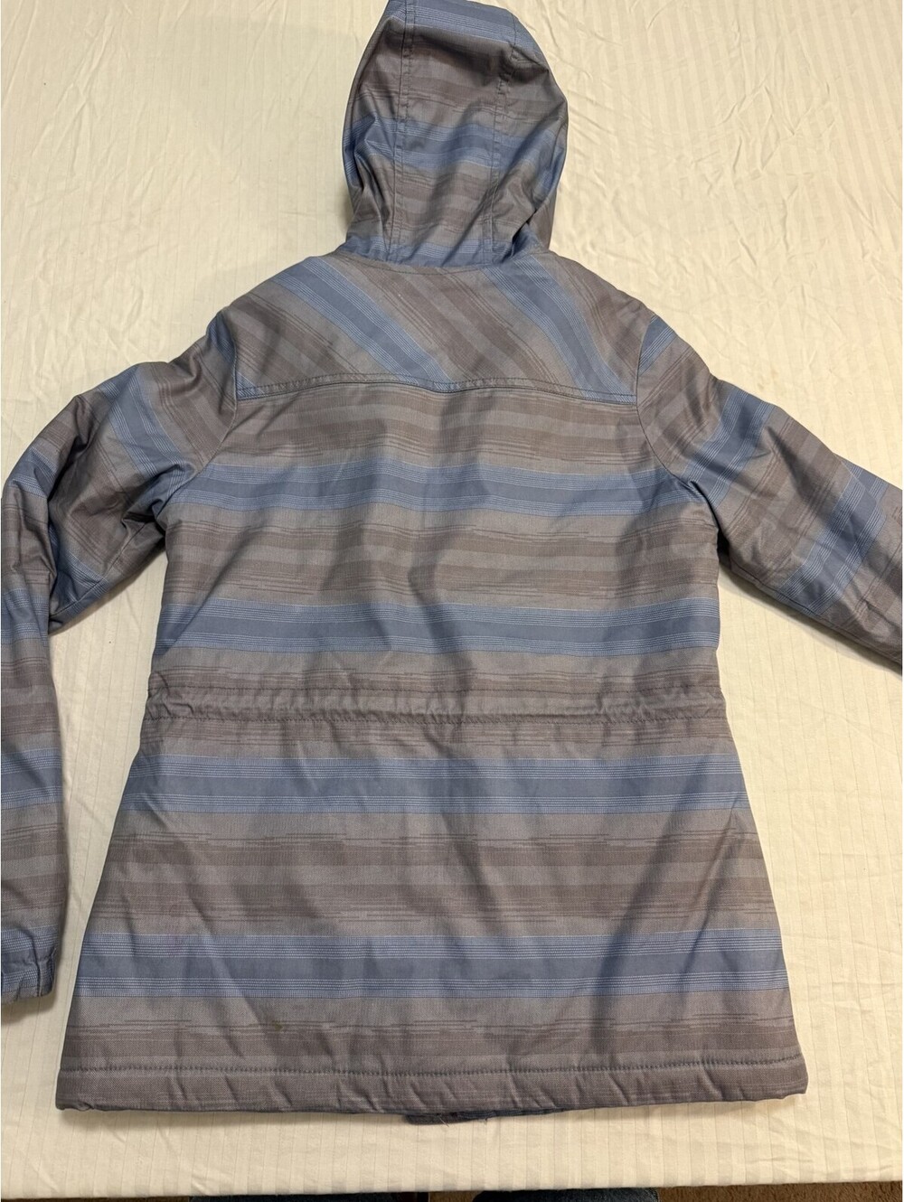 Vans Hooded Utility Parka Jacket Women's M Blue Gray Plaid Insulated Drawstring
